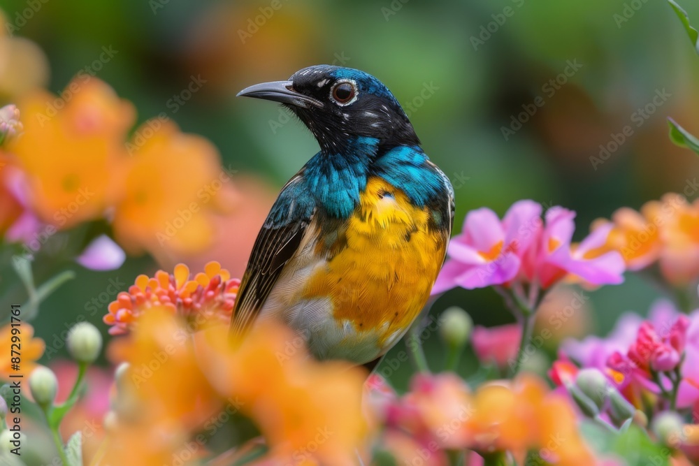 Vibrant Bird Among Blossoms Vibrant Bird Among Blossoms
