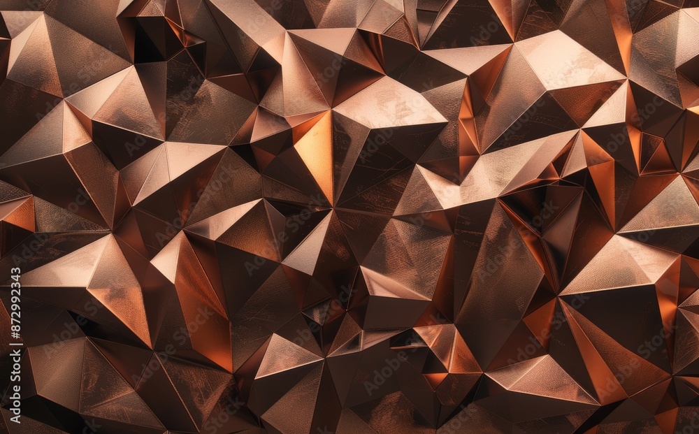 Fototapeta premium Rendering of a triangulated copper surface in 3D