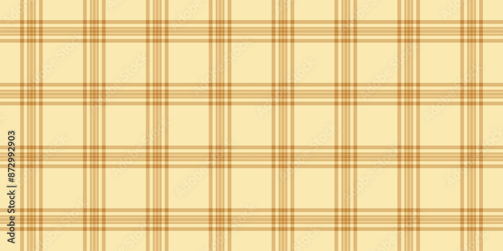 Setting texture vector fabric, rough plaid pattern seamless. Reel textile tartan check background in amber and light colors.