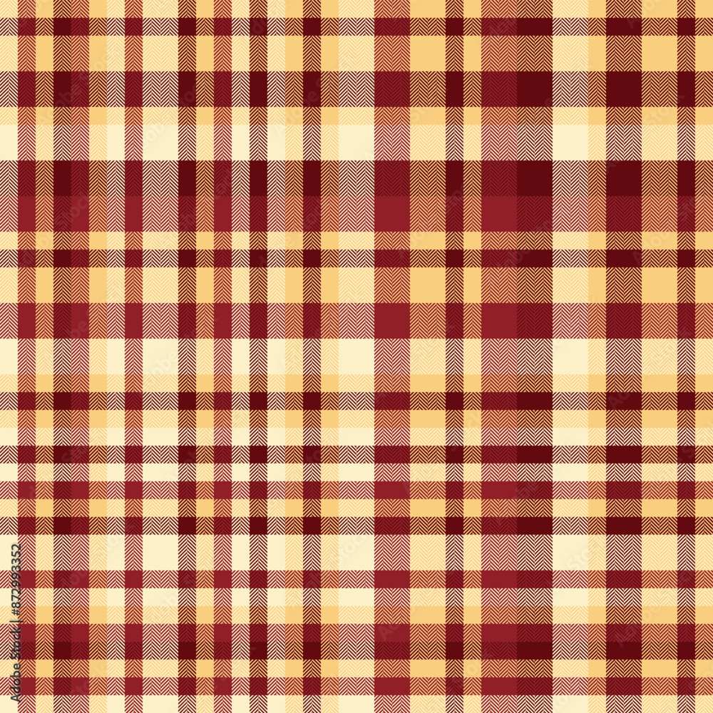 Italian tartan fabric textile, back plaid texture pattern. Installing background vector seamless check in amber and royal maroon colors.
