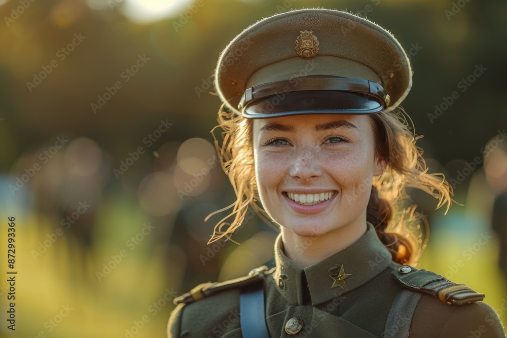 Smiling Female Soldier in Uniform Smiling Female Soldier in Uniform