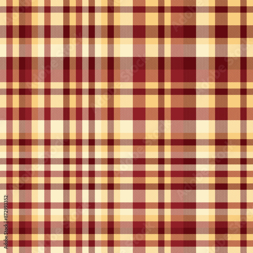 Italian tartan fabric textile, back plaid texture pattern. Installing background vector seamless check in amber and royal maroon colors.