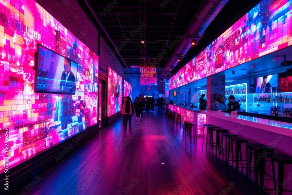 Futuristic Neon Bar Interior Futuristic Neon Bar Interior