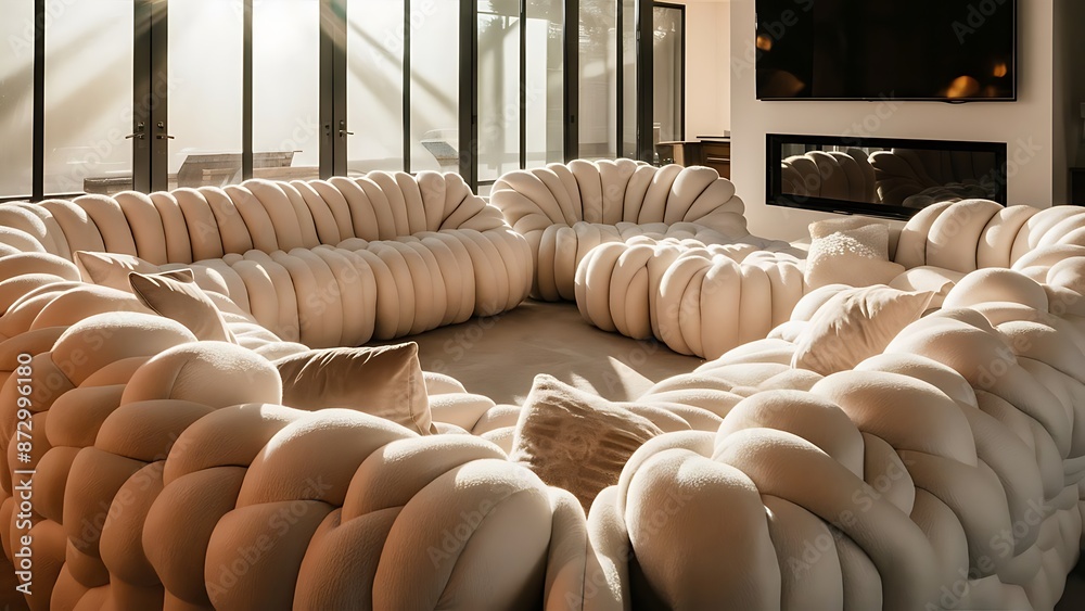 Obraz premium Massive living room with chunky white sofas