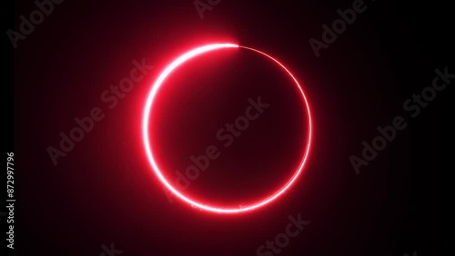 Neon light circle frame loading icon background animation in retro style 4k video animation generate AI