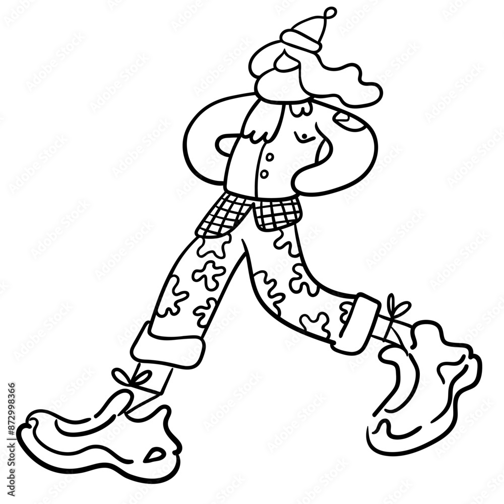 Fototapeta premium isolated black and white doodle illustration of female in vector. element for logo design postcard poster logo sticker