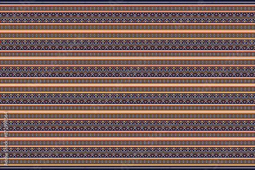Fabric pixel abstract geometric pattern Thai stye design for clothing, fabric, background, wallpaper, wrapping, batik. Knitwear, Embroidery style. Aztec geometric art ornament print.