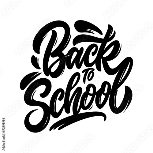 Back to school lettering calligraphy phrase, handwritten text isolated on white background. Vector for educational marketing, school promotions, and classroom decorations