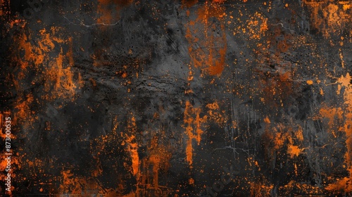Abstract grunge background with black and orange textures