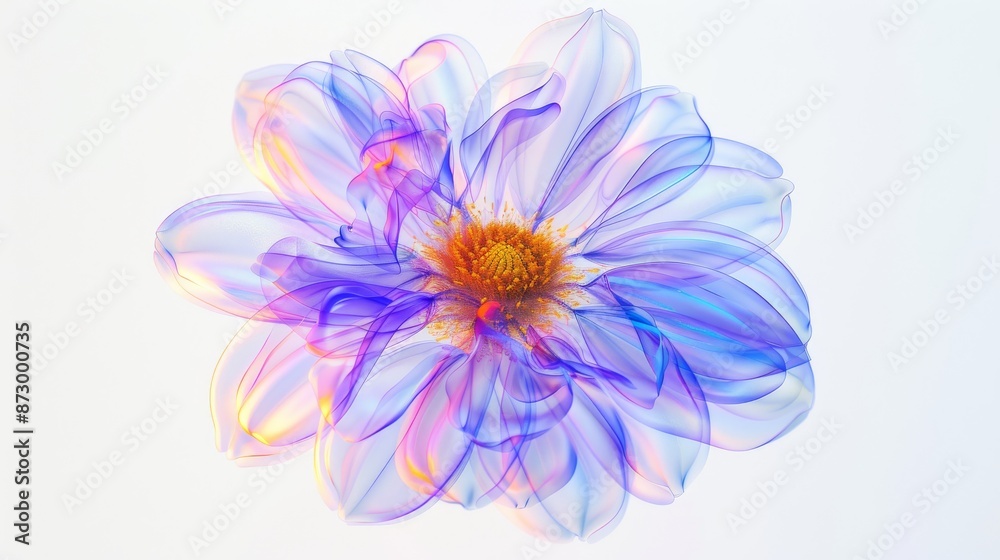 Colorful abstract digital flower on white background, futuristic botanical art concept Colorful abstract digital flower on white background, futuristic botanical art concept