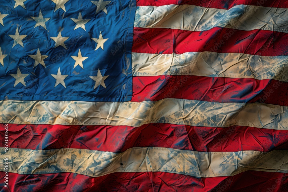 Closeup of Ruffled United States of America flag, grunge background Closeup of Ruffled United States of America flag, grunge background