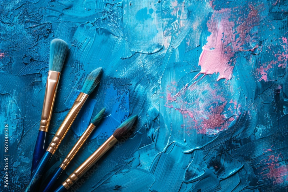 Fototapeta premium Vibrant Abstract Art Painting Brushes