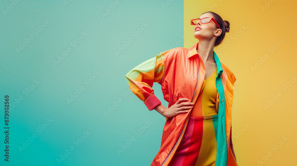 A northern woman dressed in a contemporary outfit featuring vibrant colors and flowing fabrics. The combination of a cozy knitted sweater with a dramatic, colorful skirt creates a striking A northern woman dressed in a contemporary outfit featuring vibrant colors and flowing fabrics. The combination of a cozy knitted sweater with a dramatic, colorful skirt creates a striking