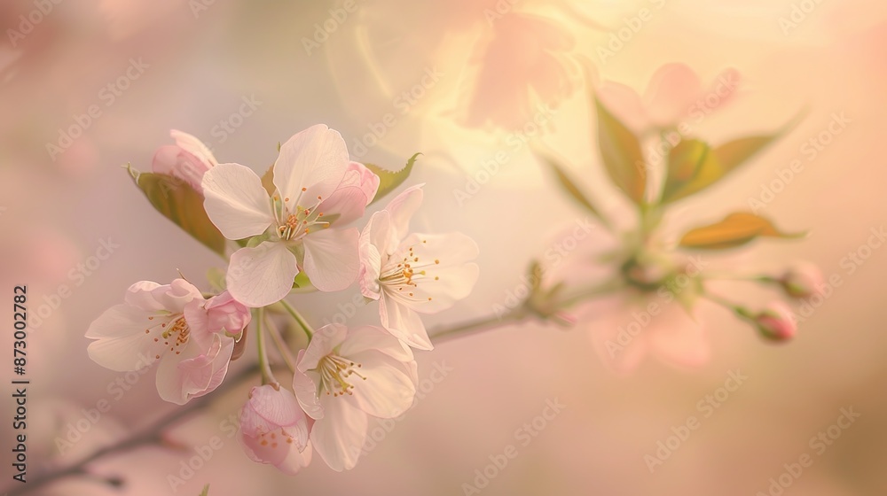 Serene Pink Cherry Blossoms in Pastel Sunrise Glow Serene Pink Cherry Blossoms in Pastel Sunrise Glow