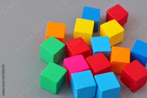 colored cubes gray background