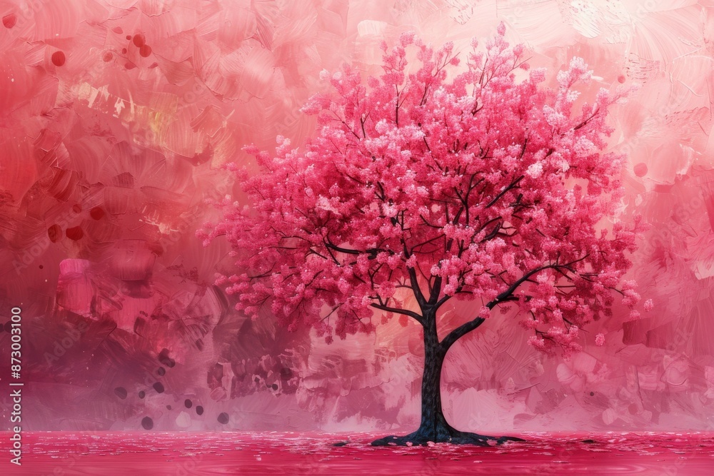 Obraz premium Pink Blossoming Tree Art