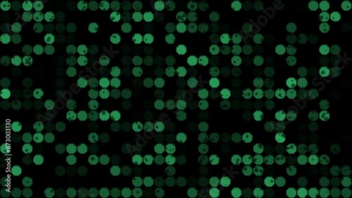 Neon 4K abstract geometric loopable video ornament with shade green hexagons. Digital music and audio theme.