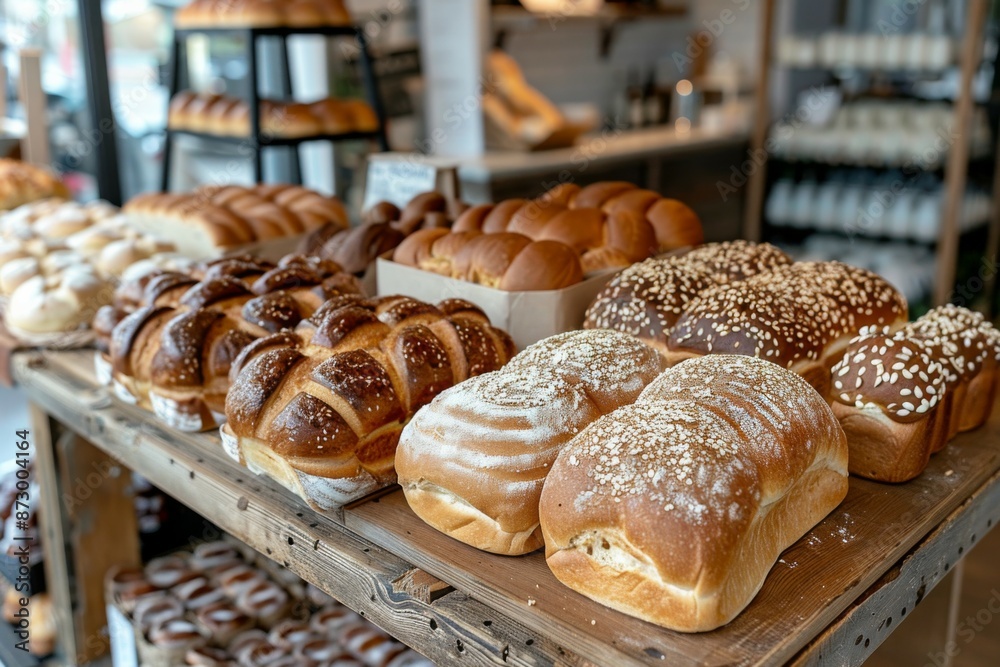 Assorted Freshly Baked Breads in a Bakery Assorted Freshly Baked Breads in a Bakery