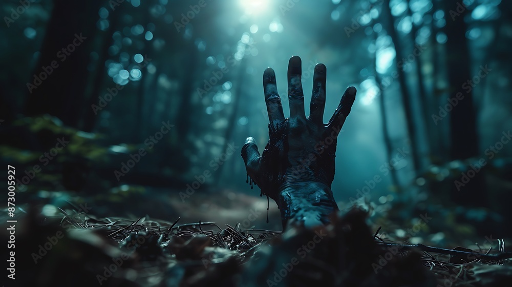 Zombie Hand Reaching Out From the Grave During a Stormy Night Zombie Hand Reaching Out From the Grave During a Stormy Night