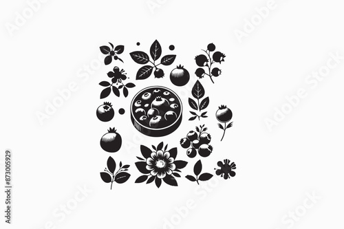 Blueberry vector silhouettes image of adobe illustrator..eps