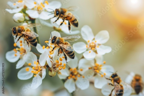 Bees Pollinating Spring Blossoms