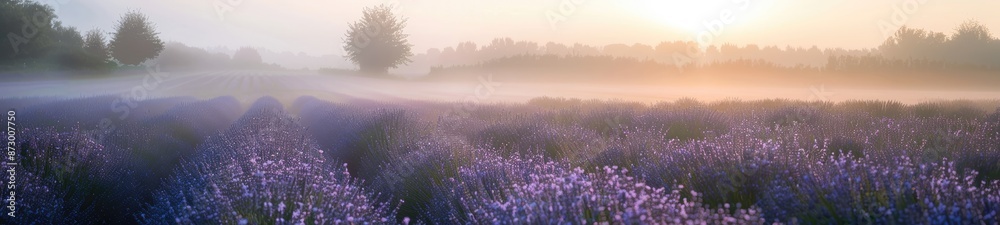 Misty Morning in Lavender Field Misty Morning in Lavender Field