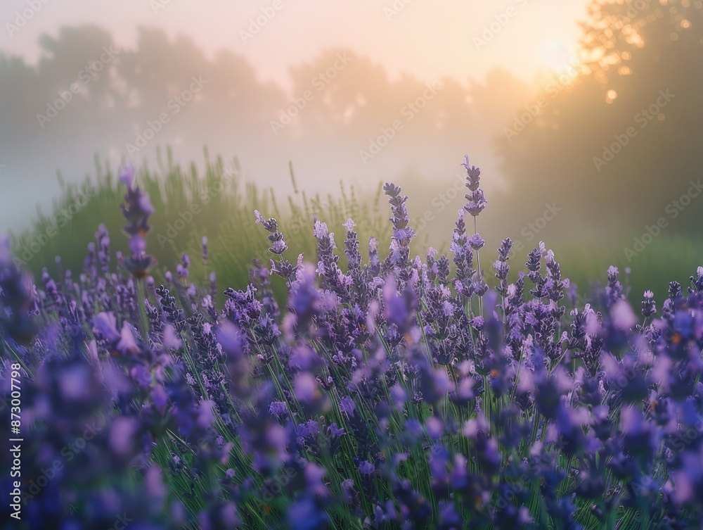 Misty Morning in Lavender Field Misty Morning in Lavender Field