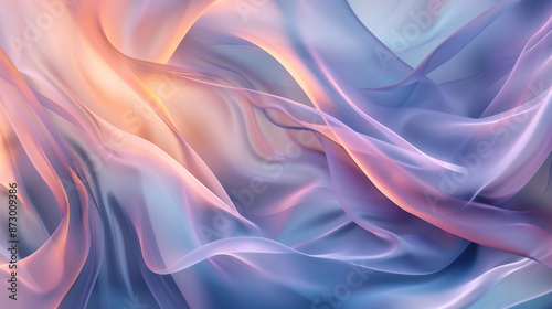 Abstract Colorful Flowing Fabric Waves in Pastel Shades of Purple and Pink, Fluid Gradient Background 