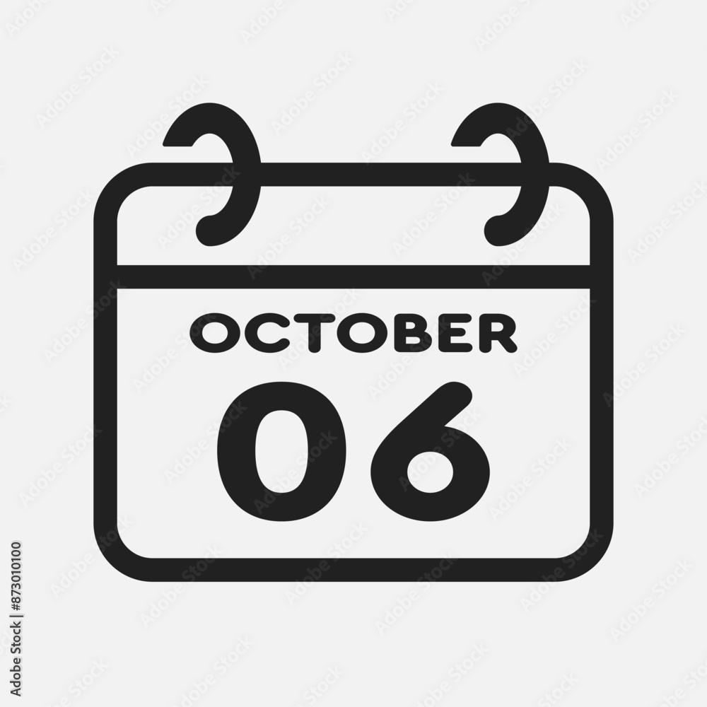 Icon page calendar day - 6 October Icon page calendar day - 6 October