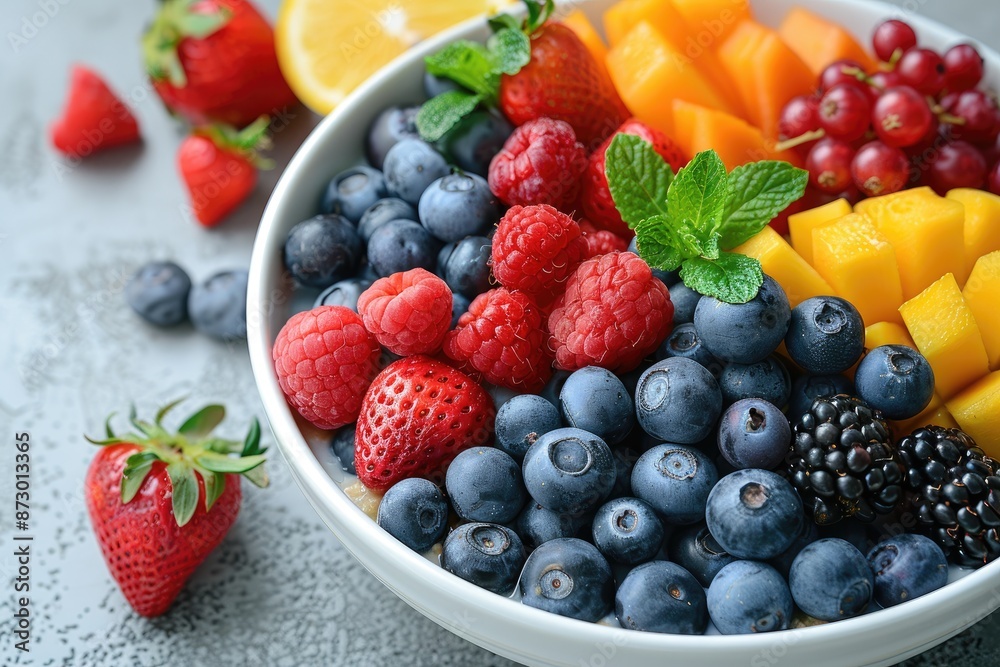 Bowl of oatmeal with fruits professional advertising food photography Bowl of oatmeal with fruits professional advertising food photography