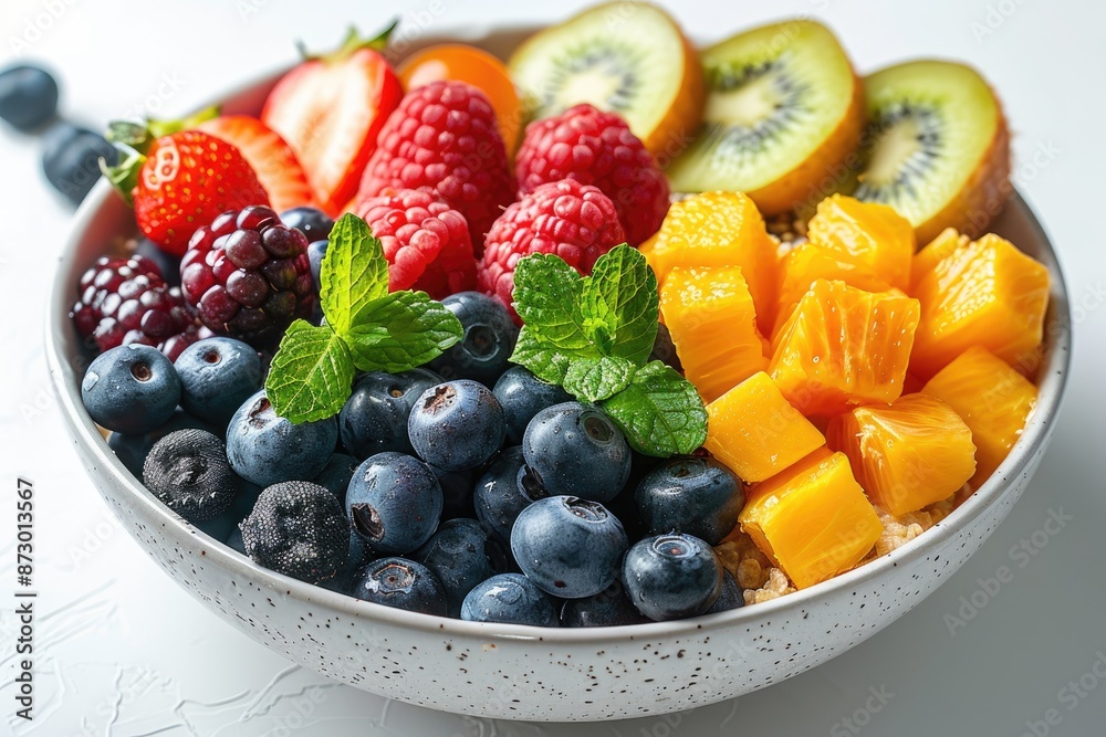 Bowl of oatmeal with fruits professional advertising food photography Bowl of oatmeal with fruits professional advertising food photography