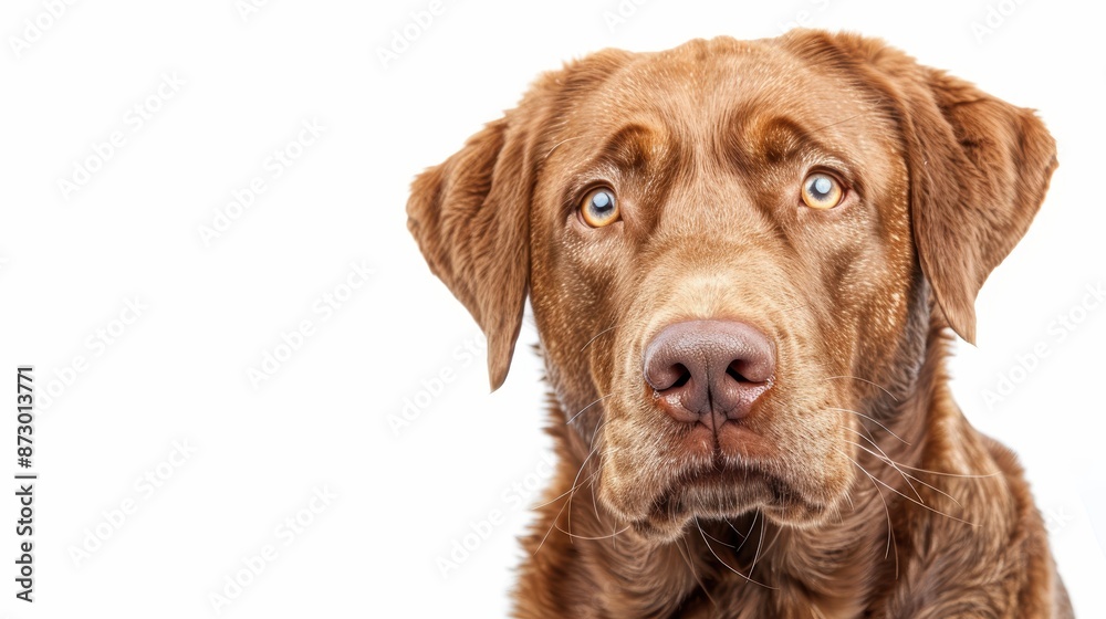 Serene Chesapeake Bay Retriever with Calm Expression on White Background Serene Chesapeake Bay Retriever with Calm Expression on White Background