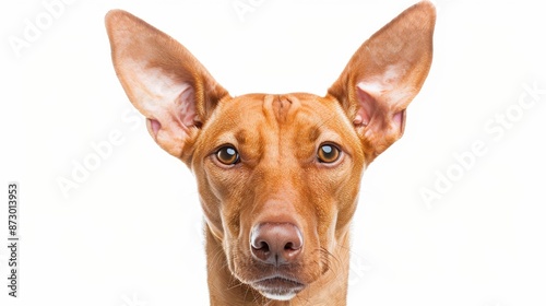 Adorable Pharaoh Hound with a Friendly Expression on Isolated White Background © Palathon