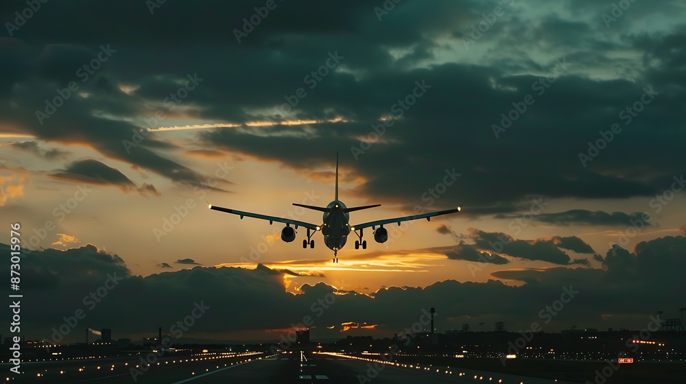 Airplane Taking Off at Night Airplane Taking Off at Night