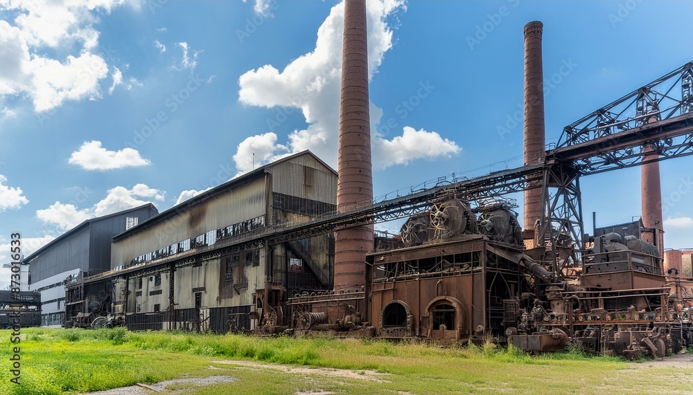 In the heart of the industrial city, an old steel factory hums with the rhythmic pulse of machinery, each engine and equipment a testament to the power of In the heart of the industrial city, an old steel factory hums with the rhythmic pulse of machinery, each engine and equipment a testament to the power of