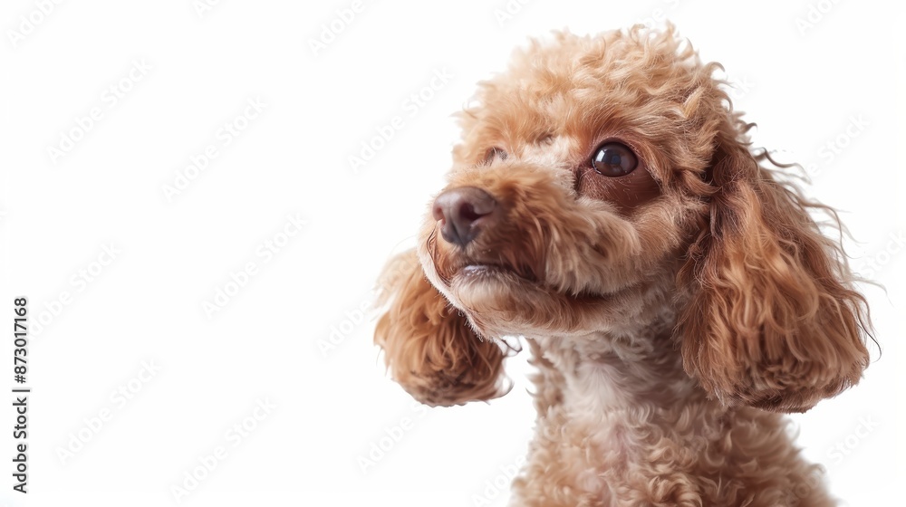 Contemplative Poodle Portrait on White Background Contemplative Poodle Portrait on White Background