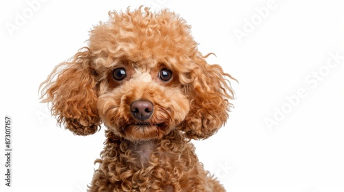Contemplative Poodle: Capturing a Thoughtful Expression on an Isolated White Background © Palathon