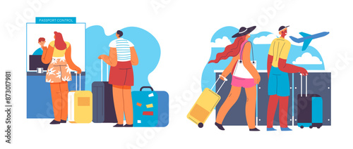 Tourists At Passport Control Airport