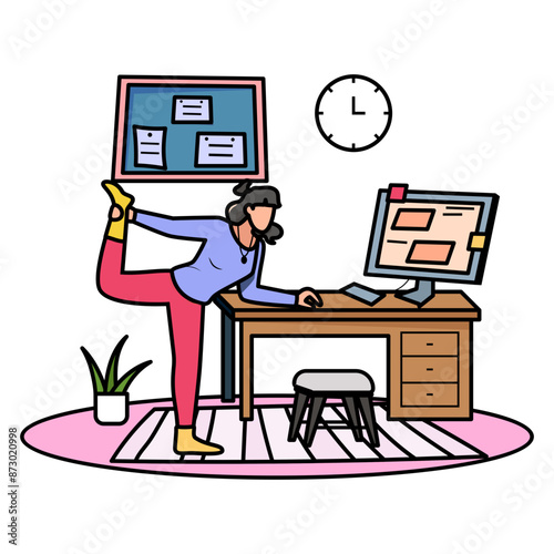 Healthy Habits In Workplace concept, Corporate Wellness Strategies vector color design, corporate wellbeing symbol, Sedentary lifestyle sign, self serving behaviors stock illustration