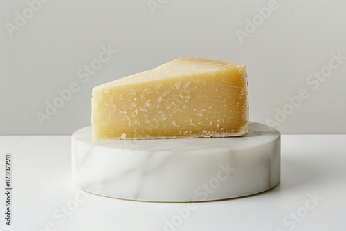 Spanish appetizer: roasted cheese with oveja on a white plate and clear background.