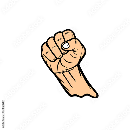 hands clenched into fists, right hand clenched into a strong fist vector illustration