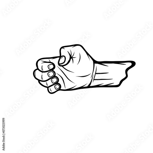 leopard punch, clenched fist black and white leopard punch technique vector illustration