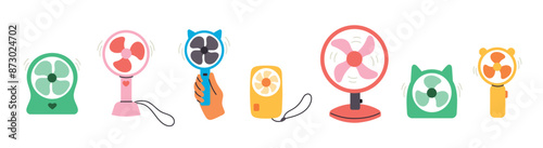 Vector set of fans of different types