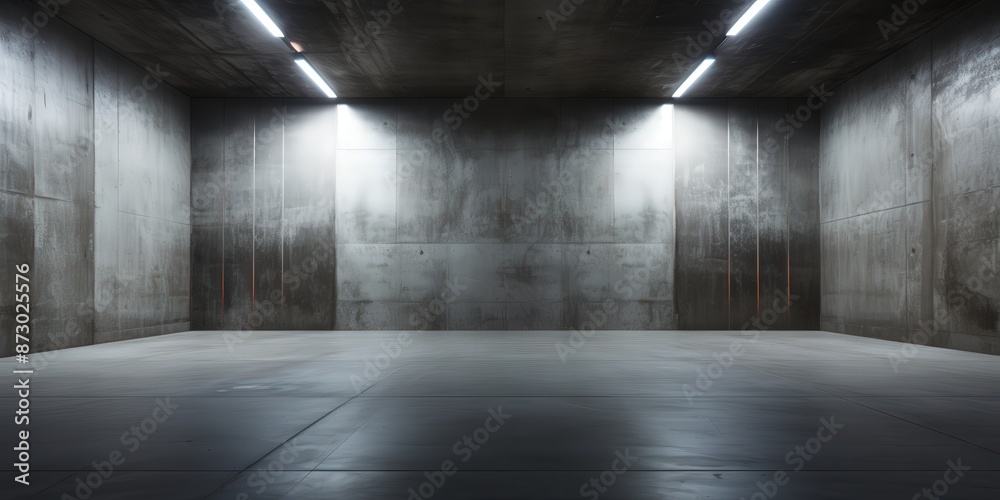 Minimalist Concrete Room with Bright Lights Minimalist Concrete Room with Bright Lights