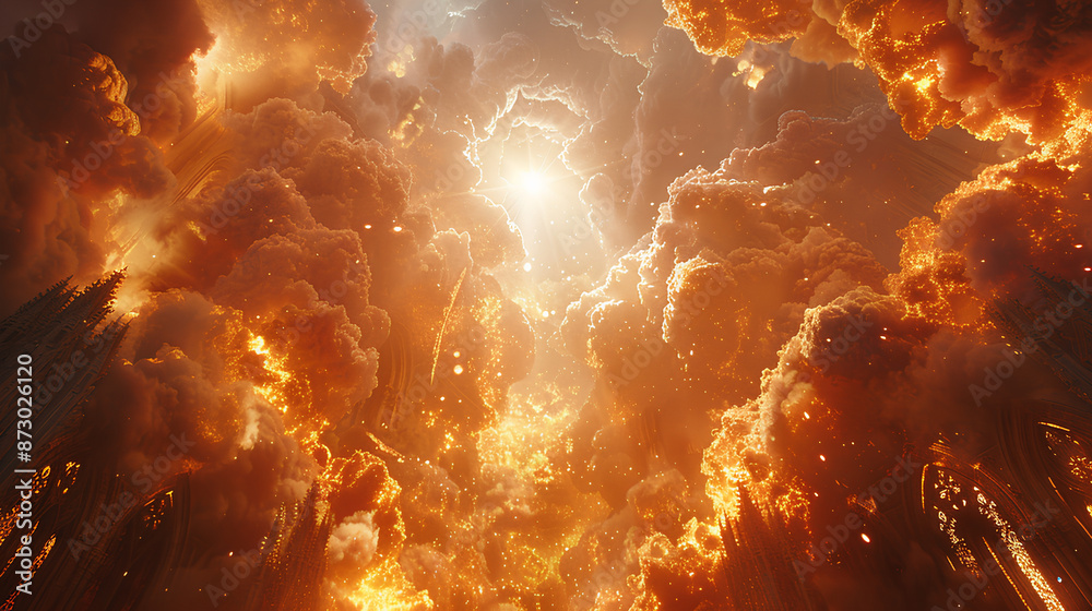 sunlight penetrating the orange sky 3d sky rendering elements sunlight penetrating the orange sky 3d sky rendering elements