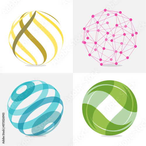 A set of vector logos of the Globe on a white background