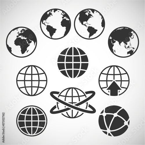 set of globes icon. Simple line globe icon. Go to web symbol icon vector illustration