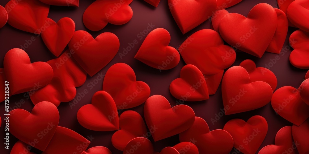 Red Hearts Pattern on a Burgundy Background Red Hearts Pattern on a Burgundy Background
