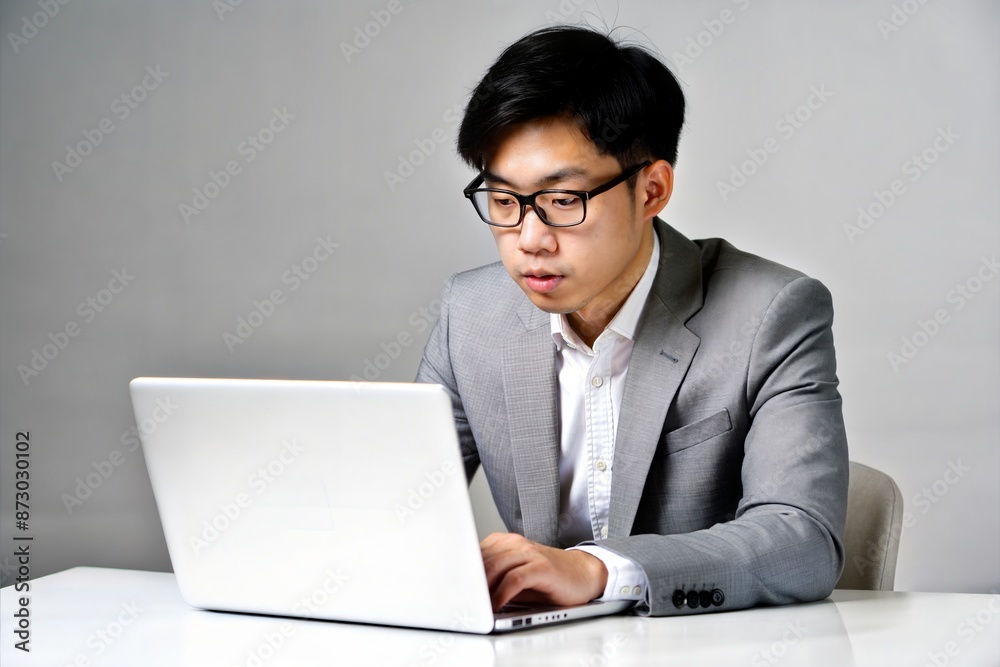 Focused Asian Marketing Analyst Working Intensely
Focused Asian Marketing Analyst Working Intensely