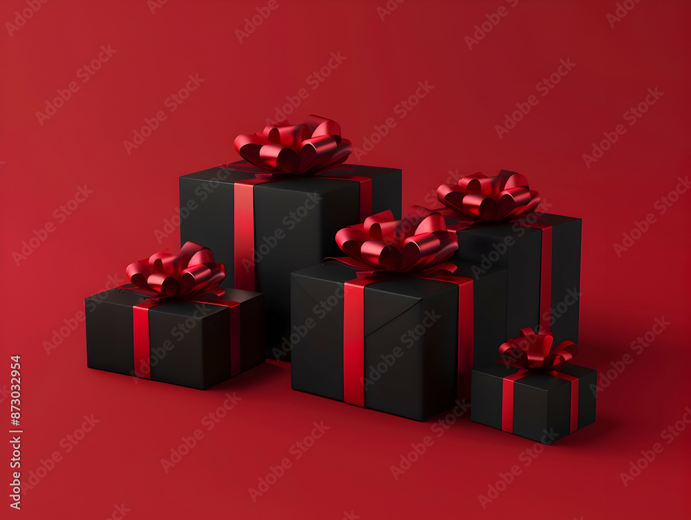Obraz premium Gift box with ribbon, Holiday theme with decorative background, Elegant wrapped gift box for accessories